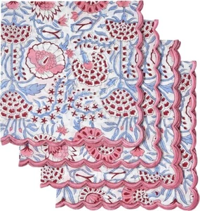 Ridhi Taubenblau mit rosa Rand 100 reine Baumwolle - Bild 1 von 3