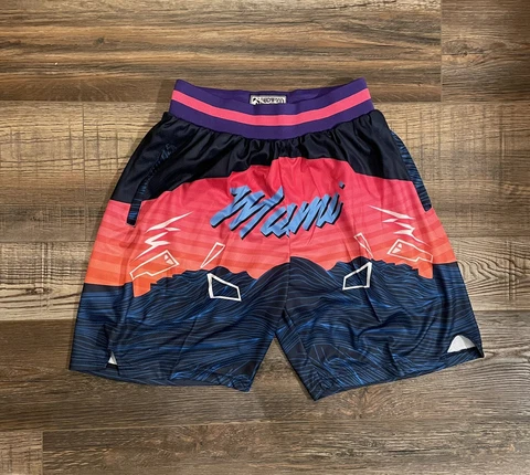 Miami Heat Summer City Edition Old School Basketball Team Shorts M-XL Cover