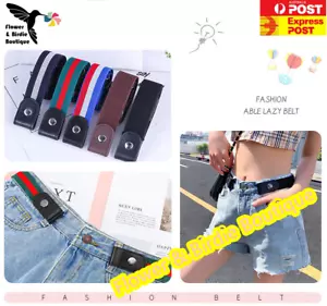 Adjustable Invisible Lazy Buckle-Free Elastic Waist Belt Stretchy Women Men Jean - Picture 1 of 15