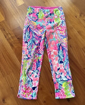 Lilly Pulitzer Luxletic Tiro Alto Capri Corto Leggings Pantalones Gumbo Limbo Estampado S Foto 1 de 4