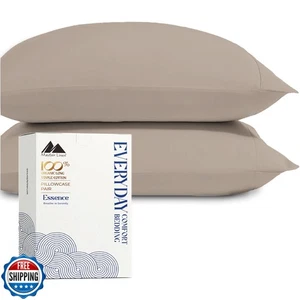 Mayfair Linen 100% Organic Cotton Percale Pillow Cases Standard/Queen Size Se - Picture 1 of 5