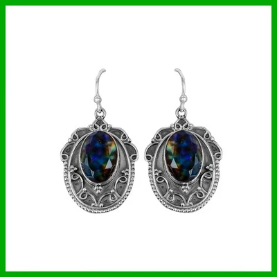 Винтажные серьги-подвески из серебра 925 пробы с аммолитом распродажа на Хэллоуин ювелирные изделия - Изображение 1 из 4