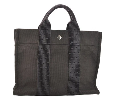 Authentic HERMES Vintage Her Line PM Hand Tote Bag Nylon Gray 8519M - Image 1 of 4