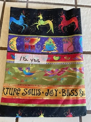 Laurel Burch "Holiday Collection" Vibrant Fabric for Clothworks 1 1/2 Yards. New - Image 1 of 4