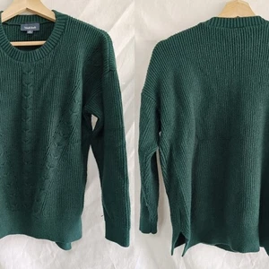 Modcloth Pullover Zopfmuster Rundhals Langarm Hunter dunkelgrün Medium M - Bild 1 von 7