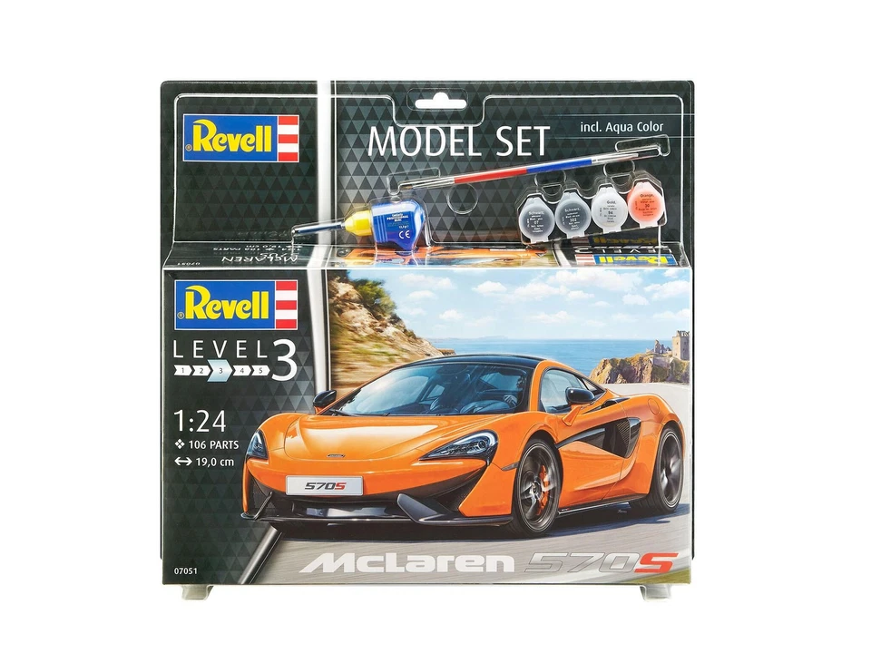 REVELL 67051 MODEL SET MCLAREN 570S MODELLO REVELL CON ACCESSORI BASE 1/2 - Immagine 1 di 1