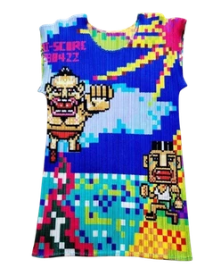 Pleats Please Issey Miyake Digital Graphic Game Character Top Japan Rare 627 - Picture 1 of 10