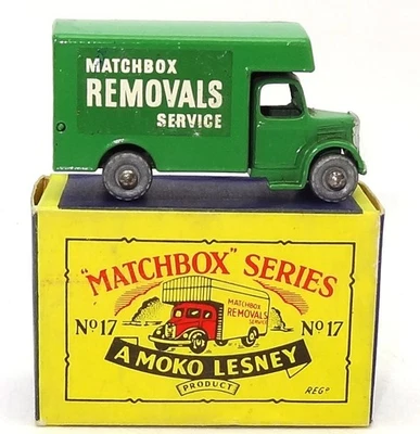 LESNEY MATCHBOX NO. 17 - BEDFORD REMOVALS VAN - 1955 - BOXED - Imagem 1 de 4