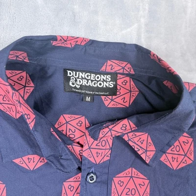 Dungeons and Dragons D20 Dice Print Button Up Shirt Mens Size Medium - Image 1 of 4