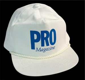 Vintage PRO MAGAZINE White Rope Flat Brim Snap Back Trucker Hat Cap Adjustable - Picture 1 of 10