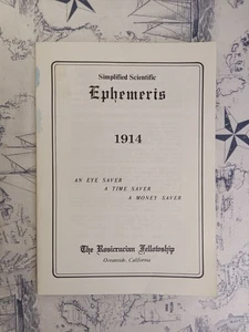 Simplified Scientific Ephemeris 1914 The Rosicrucian Fellowship Booklet - Picture 1 of 4