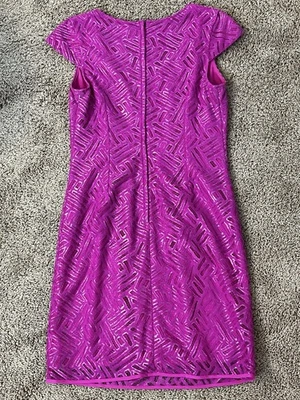 Lilly Pulitzer 连衣裙 8 Fuchsia 粉色蕾丝帽袖内衬闪亮 g — 第 1/4 张图片