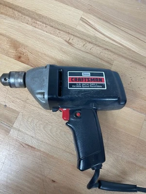 Broca vintage Craftsman 3/8" modelo 315.10491 com fio feita nos EUA funciona testada - Imagem 1 de 4