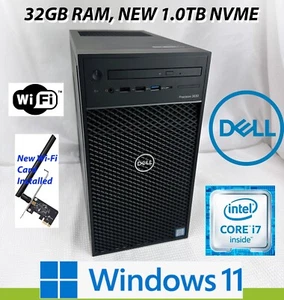 Dell Precision 3630 Tower:  i7-8700 - 32GB RAM - NEW 1TB NVME -Wi-Fi, Win 11 Pro - Picture 1 of 6
