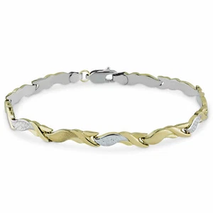 7.50" X Design Wheat Diamond Cut Bracelet Bonded 1/10th 10k Yellow White Gold - Picture 1 of 3