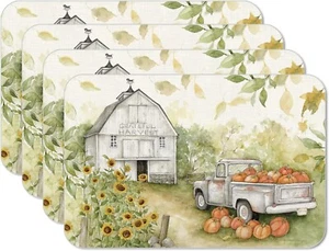 Pumpkin Farm 4er Pack wendbare flexible Kunststoff Tischsets Made in USA - Bild 1 von 7