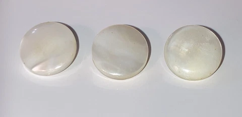 Lot of 3 Antique Pearl Buttons Metal Square Shank 1/2" Cover