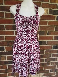 B.Darlin Damen 1/2 Kleid lila grau Paisley ärmellos hinten offen Stretch Neu mit Etikett - Bild 1 von 5