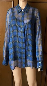 Silk blouse MARINA RINALDI Woman, blue color, IT 48 DE 42 US 12 GB 16 Camicetta - Foto 1 di 19