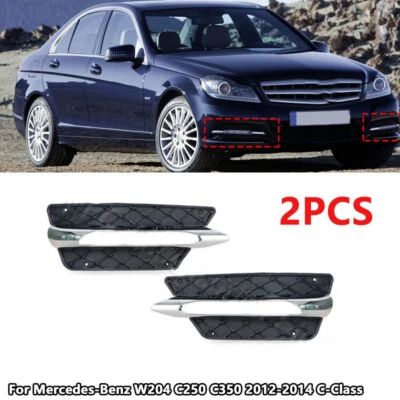 Pair Chromium Fog Lamp Cover For 2012-2014 Mercedes-Benz W204 C250 C350 C-Class - Image 1 of 4