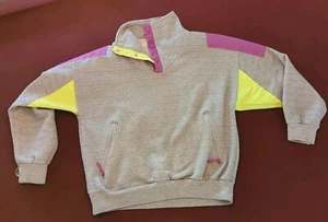 Vintage 90's Marker 1/4 Zip Gray/Teal/Purple 100% Cotton Sweater Men’s Women's M - Picture 1 of 5