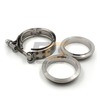 V-Band Clamp + Flanges 3 inch 76mm 304 Stainless Steel for Exhaust Pipes - Image 1 of 4