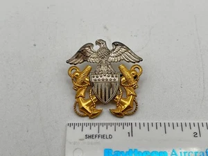 Vintage WWII N.U.S. US Navy Eagle Shield Anchors 1/20 GF, Sterling Hat Lapel Pin - Picture 1 of 5