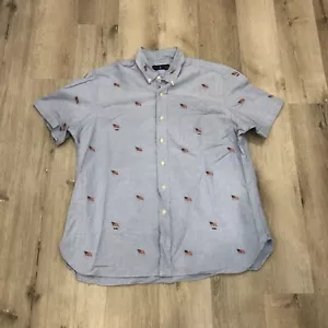 Camisa Ralph Lauren Hombre Cuello XL Bandera Americana Bordada Azul Abotonada - Imagen 1 de 6