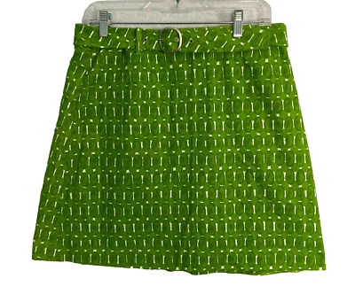 Stefanel ITALY KNiT PENCiL SKiRT 46 IT Green Geometric Belted 32 x 18 Boho - Image 1 of 4