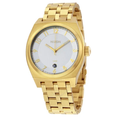 Reloj para hombre Nixon Monopoly 40 mm esfera plateada acero dorado A325-1219 A3251219 SD9 Foto 1 de 4