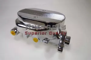 Fin Chrome Aluminum Brake Master Cylinder 1-1/8" Disc-Disc/Drum Corvette Camaro - Bild 1 von 4