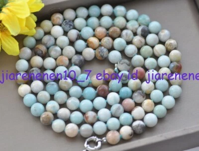 Collar de cuentas de piedras preciosas amazonita redondas azules naturales de 10 mm 50-100 pulgadas  Foto 1 de 4