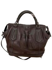 Rare! Burberry Ellers Tassel Tote Handbag, Burgundy Brown Leather