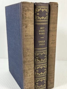 Lot Vintage Book League of America Literature Shabby Decor Blue Gold Emile Zola - Imagen 1 de 9