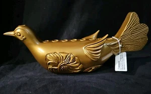 Chanukah Menorah Bird 11" Long Gold Color Resin New with Tags - Picture 1 of 9