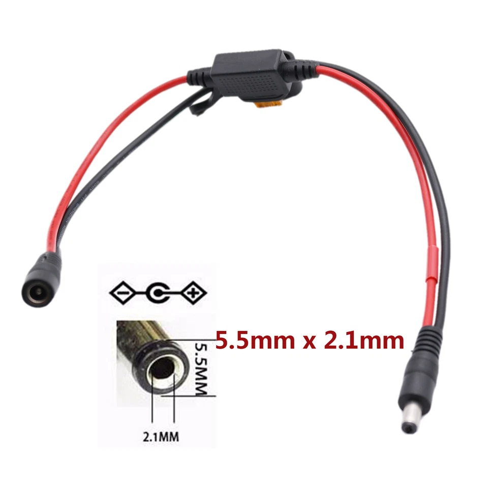 10x DC 5.5mm x 2.1mm Male to Female Power Cable w/ 5A Fuse LED Strip CCTV Camera - Image 1 of 4