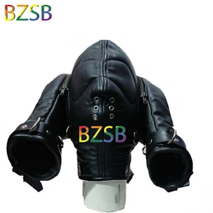 Real Pure Sheep Leather BDSM Face hood fetish Slave extreme Bondage Leather with - Picture 1 of 6