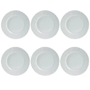 Dinner Plate Bormioli Rocco Ebro 25.5cm Tempered Opal Glass White Table Set of 6 - Picture 1 of 3