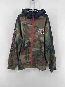 Air Jordan Hooded Zip Up Rain Wind Jacket Boys Youth Size Medium Green Camo - Picture 1 of 8