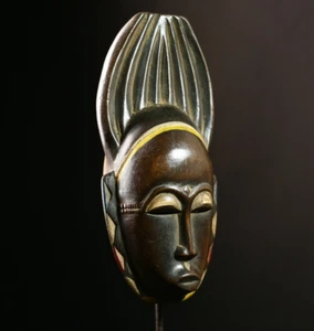 Afrikanische Baule Maske handgeschnitzt Holz Dekor Stamm Wandbild Skulptur Geschenke - G4105 - Bild 1 von 24