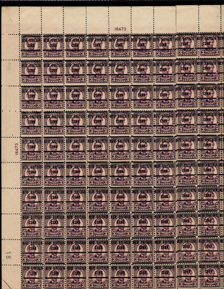 PRECANCEL SCOTT#555, 3C STAMP ABRAHAM LINCOLN PRECANCELLED AT NEW BRITAIN,CONN - Image 1 of 1