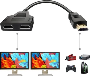 Cavo Adattatore Sdoppiatore HDMI-1 in 2 Out HDMI Maschio a Doppio HDMI Femmina 1 a 2 Vie - Foto 1 di 8