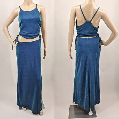 NUEVO CON ETIQUETAS Y2K Vestido Vintage Escala Baile de graduación 2 Piezas Maxi Falda Sirena Iridiscente 11/12 Foto 1 de 4
