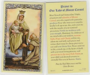 "Tarjeta Santa Laminada Nuestra Señora del Monte Carmelo" -Oración en la Reverso- {L88-S1} - Imagen 1 de 1