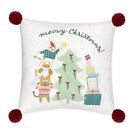 Meowy Christmas! 12” Throw Pillow Decor Funny Cat Lover Xmas Presents Star Tree
