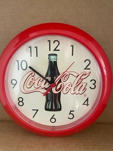 Coca-Cola Vintage Metal Wall Clock 9" Round White background Works - Picture 1 of 3