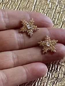 orecchini a perno a forma di stella con diamanti naturali originali finitura oro giallo 14 kt nuovi - Foto 1 di 7