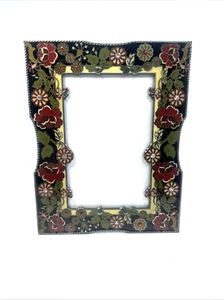 Sixtrees Bilderrahmen 4x6 floral mit glitzernden Edelsteinen rot grün schwarz gold London - Bild 1 von 9