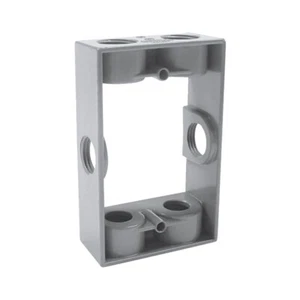 1 pc Weatherproof 1-Gang Metal Extension Ring 6 Six 1/2" Holes GRAY Outdoor Box - Picture 1 of 5