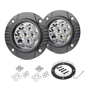 2PCS 5Inch 84W Round Flush Mount LED Pods Driving Lights LED Work Fog Off Road - Foto 1 di 12